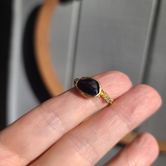 Black Opal & Topaz golden wreath vine ring sz7 - Picture 5 of 10